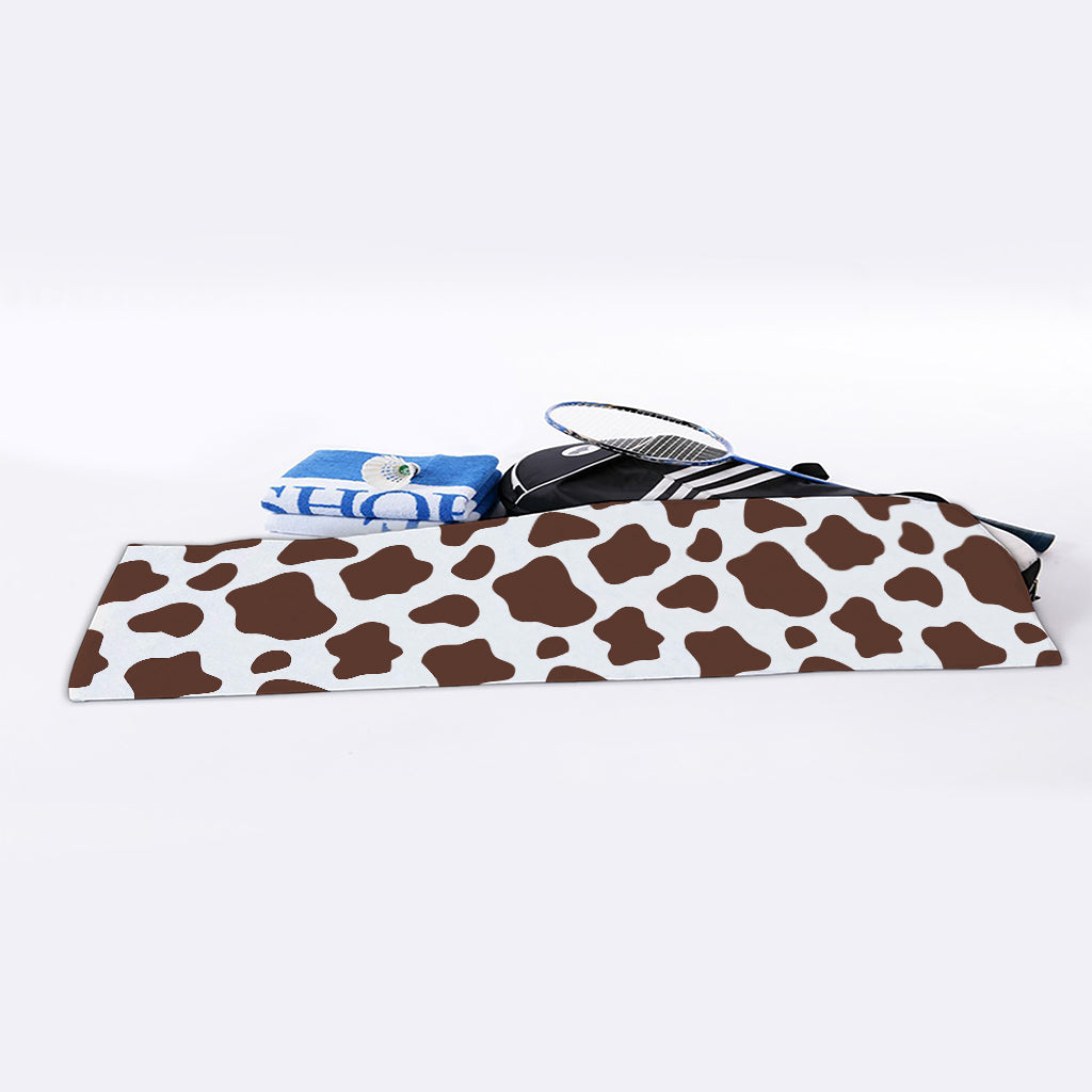 Brown And White Cow Print Sports Towel