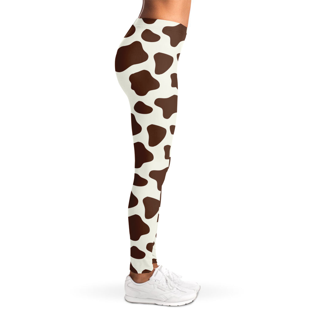 Brown And White Cow Print Women's Leggings