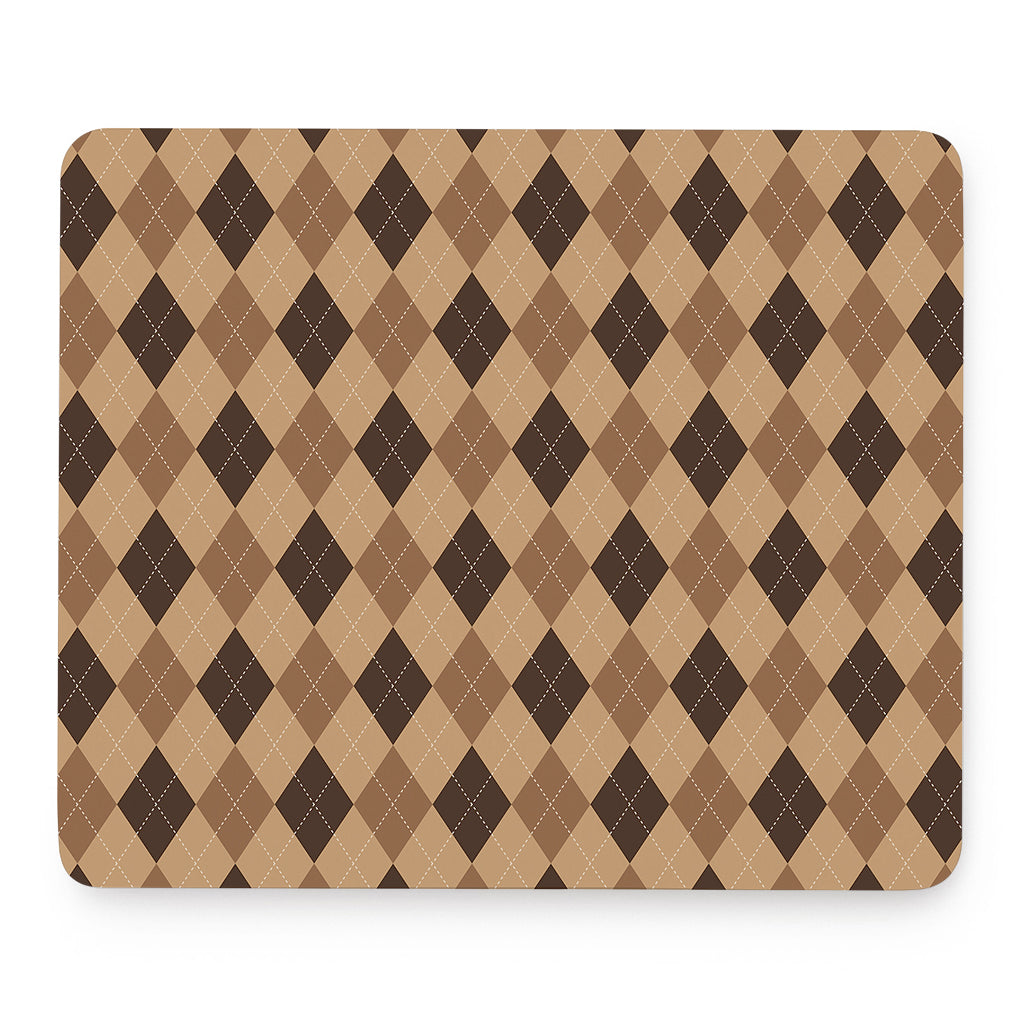Brown Argyle Pattern Print Mouse Pad