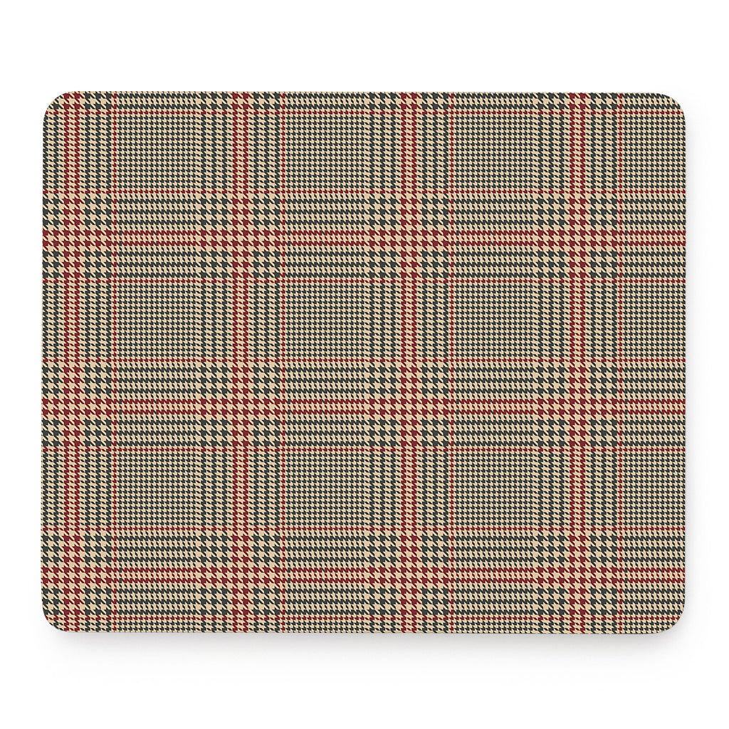 Brown Beige And Red Glen Plaid Print Mouse Pad
