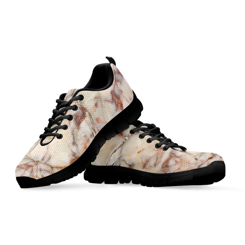 Brown Beige Marble Print Black Running Shoes