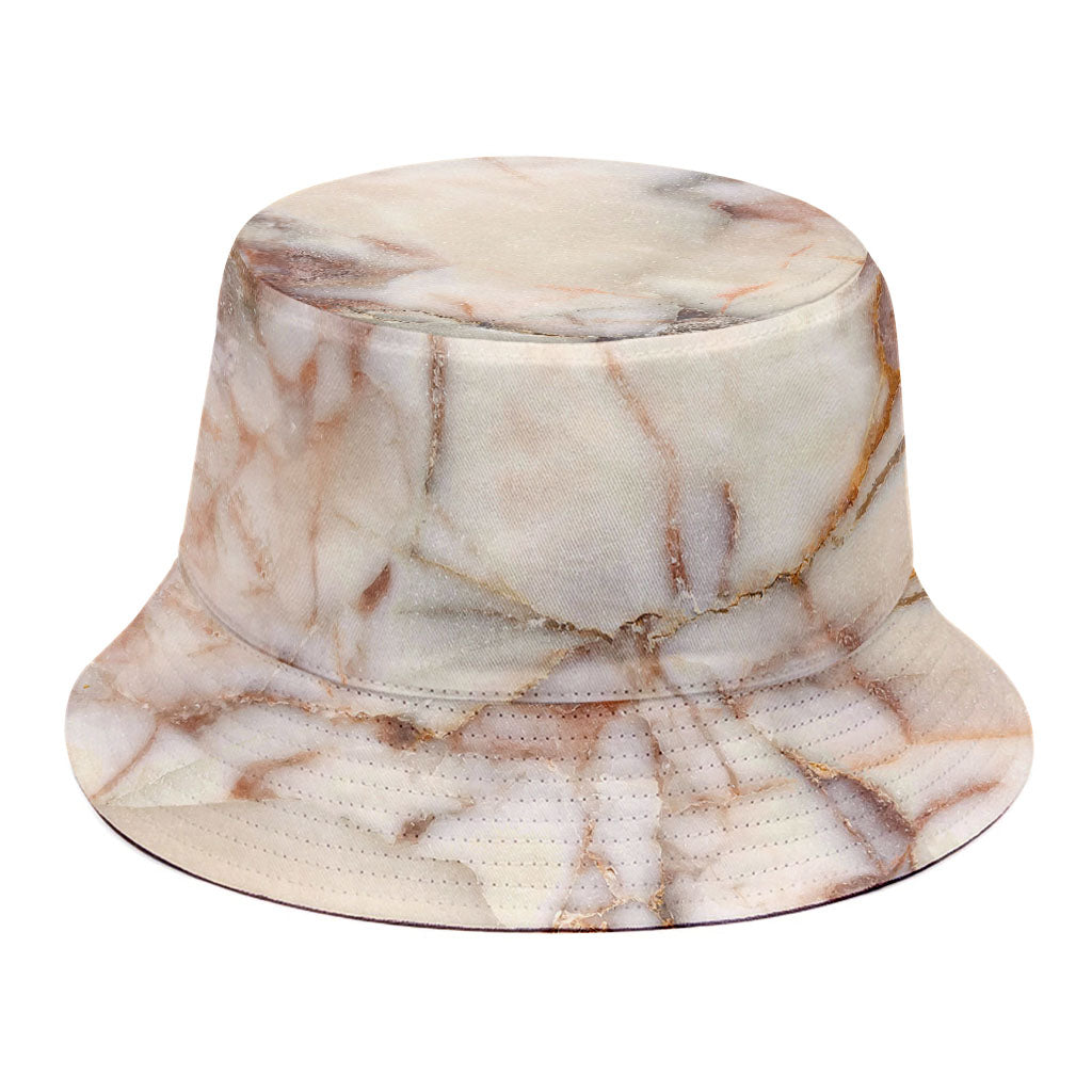 Brown Beige Marble Print Bucket Hat