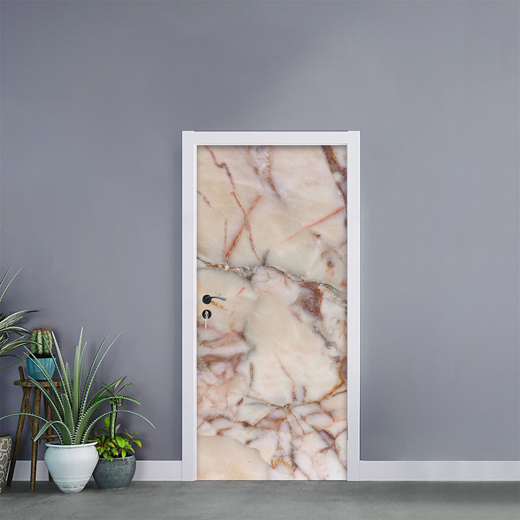Brown Beige Marble Print Door Sticker
