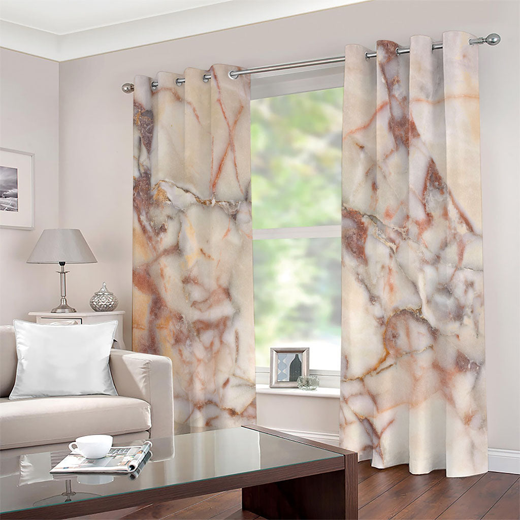 Brown Beige Marble Print Extra Wide Grommet Curtains