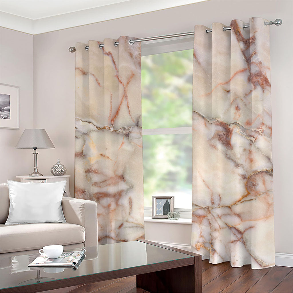 Brown Beige Marble Print Grommet Curtains