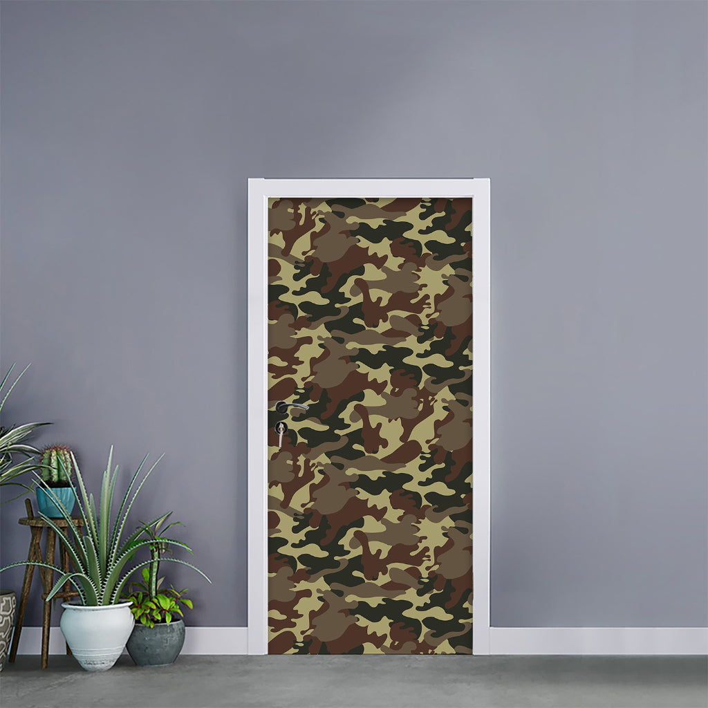 Brown Camouflage Print Door Sticker