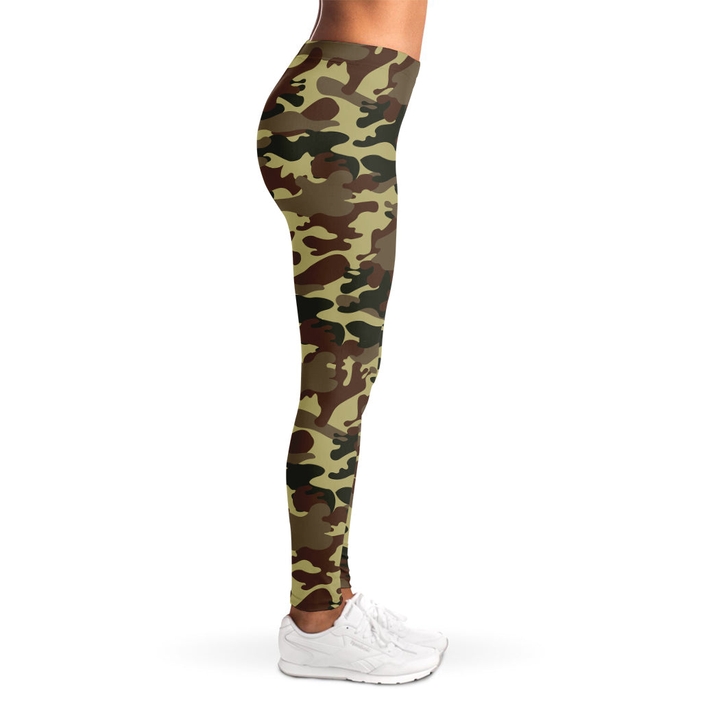 Brown Camouflage Print Women's Leggings