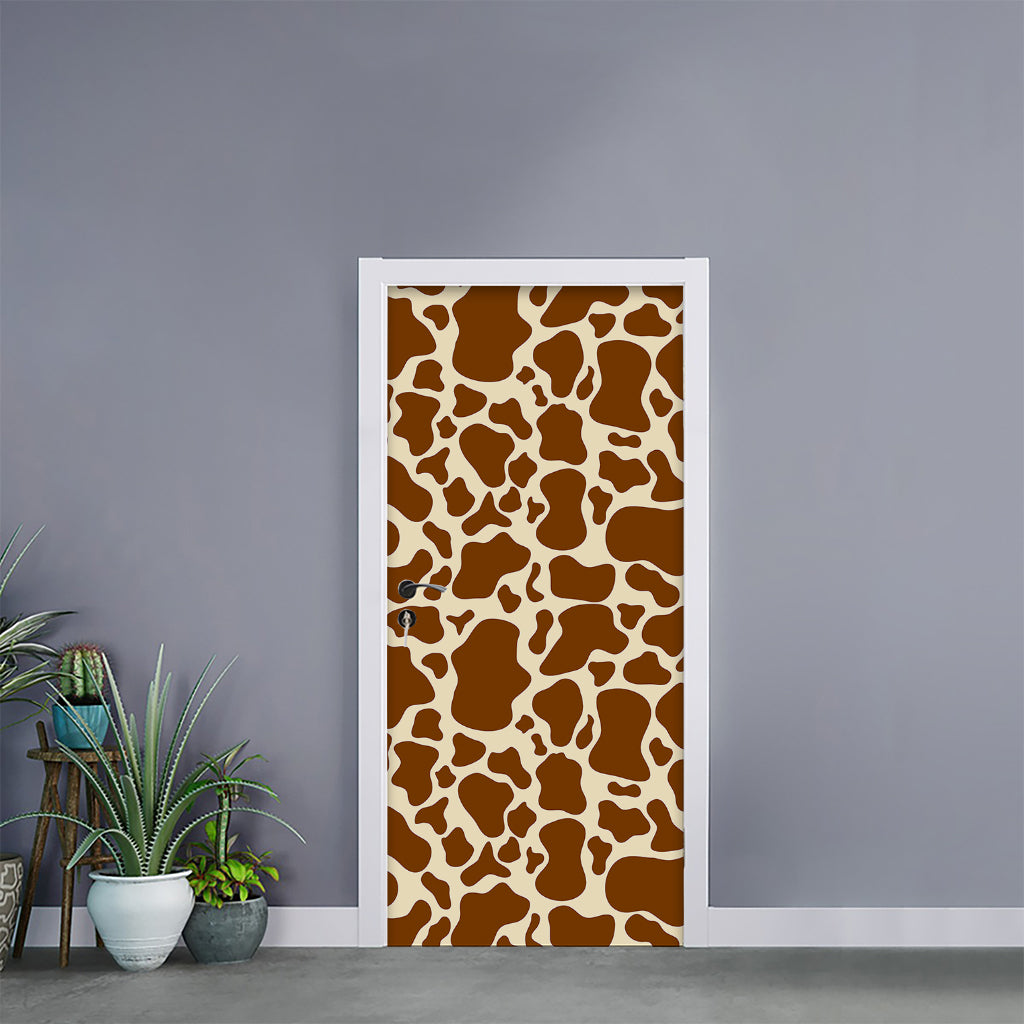 Brown Cow Print Door Sticker
