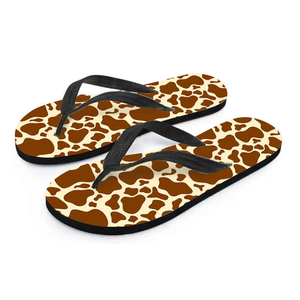Brown Cow Print Flip Flops