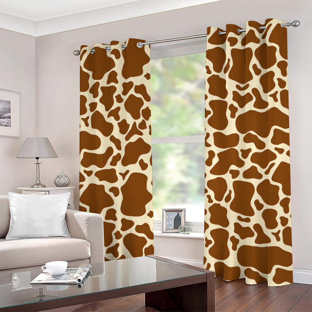 Brown Cow Print Grommet Curtains