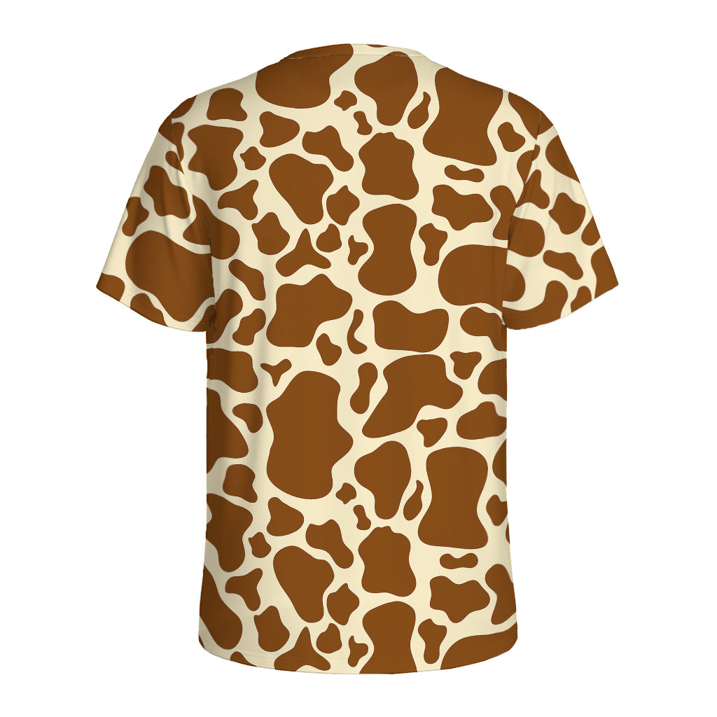 Brown Cow Print Men's Sports T-Shirt