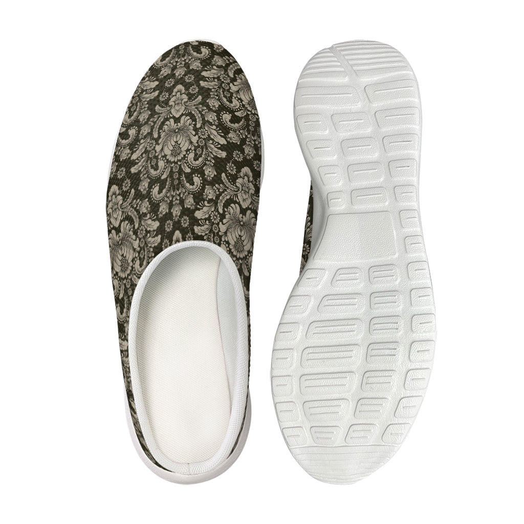 Brown Damask Pattern Print Mesh Casual Shoes