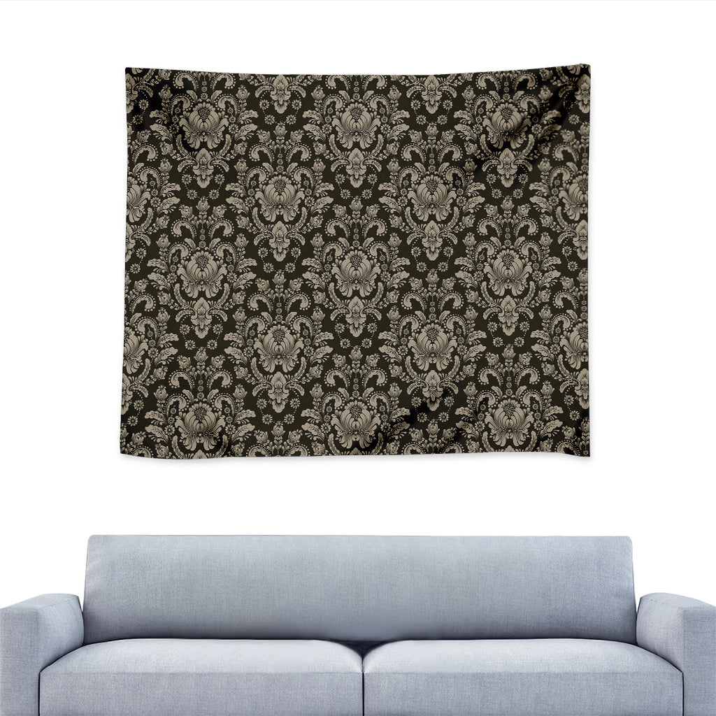 Brown Damask Pattern Print Tapestry