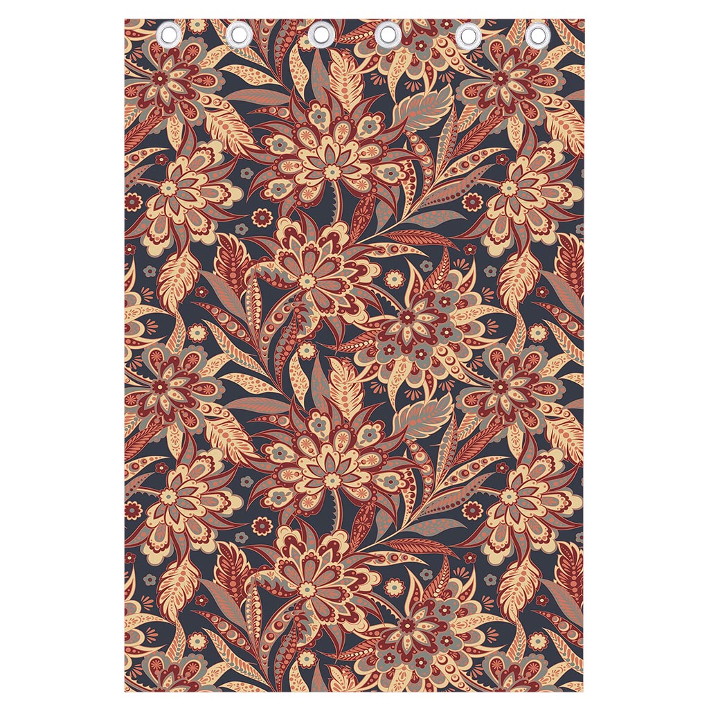 Brown Floral Bohemian Pattern Print Curtain