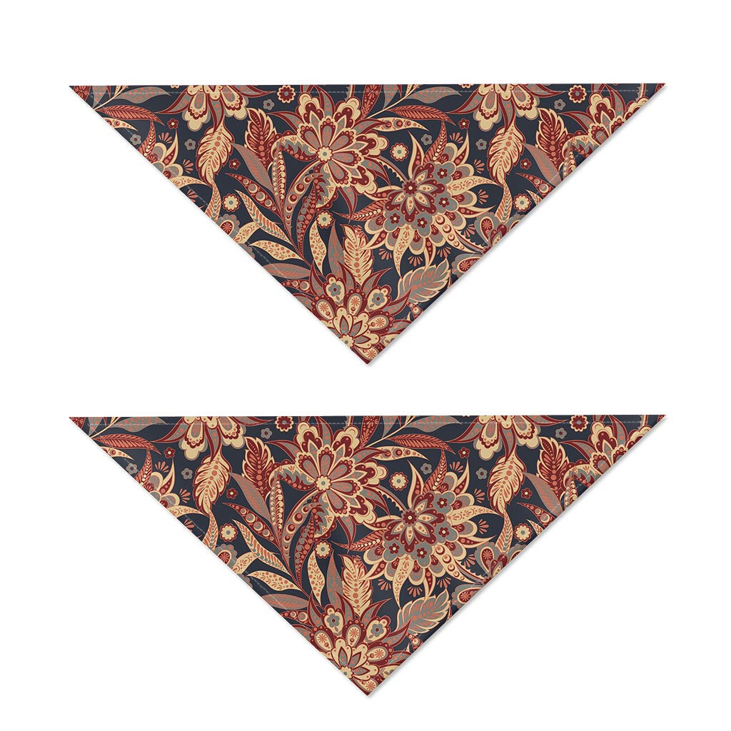 Brown Floral Bohemian Pattern Print Dog Bandana