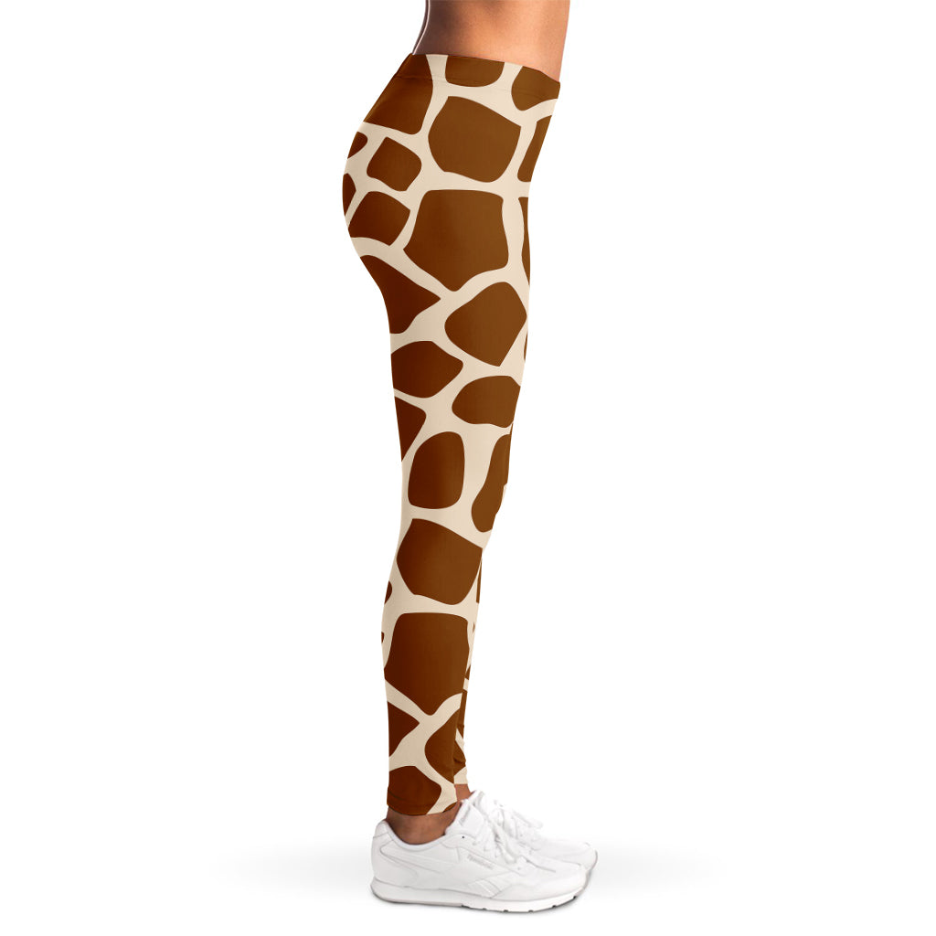 Brown Giraffe Pattern Print Women's Leggings