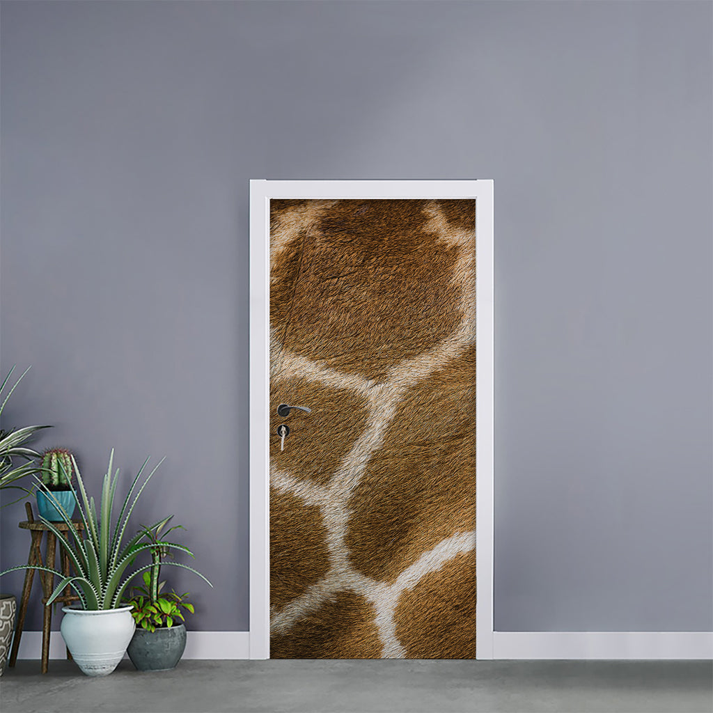 Brown Giraffe Print Door Sticker