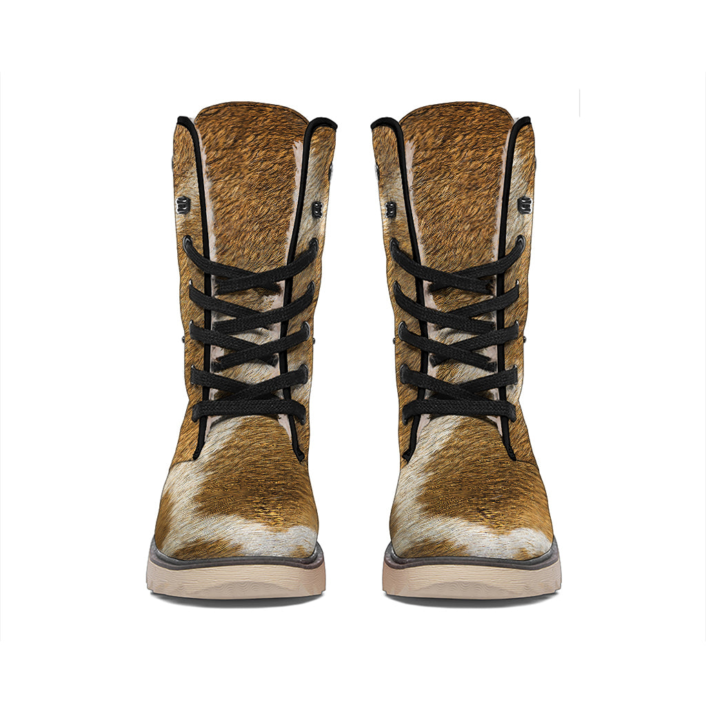 Brown Giraffe Print Winter Boots