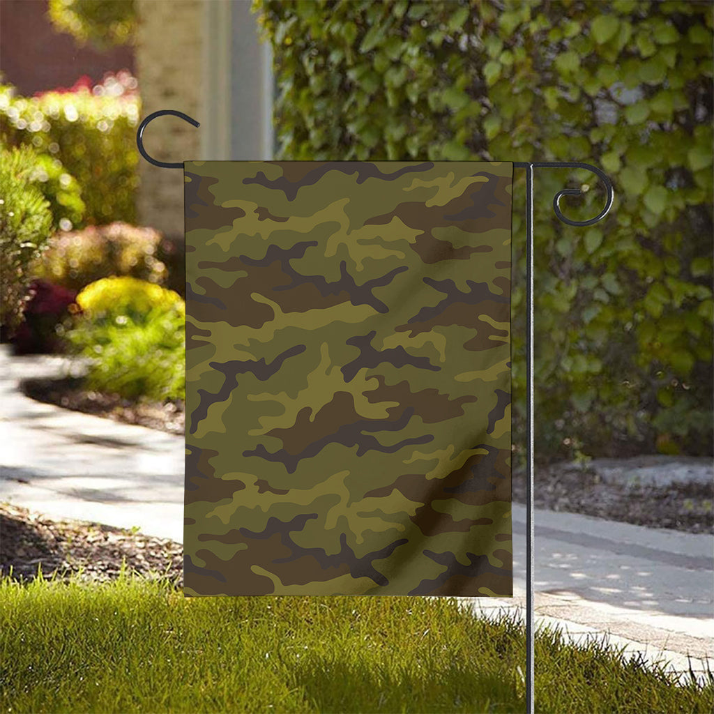 Brown Green Camouflage Print House Flag