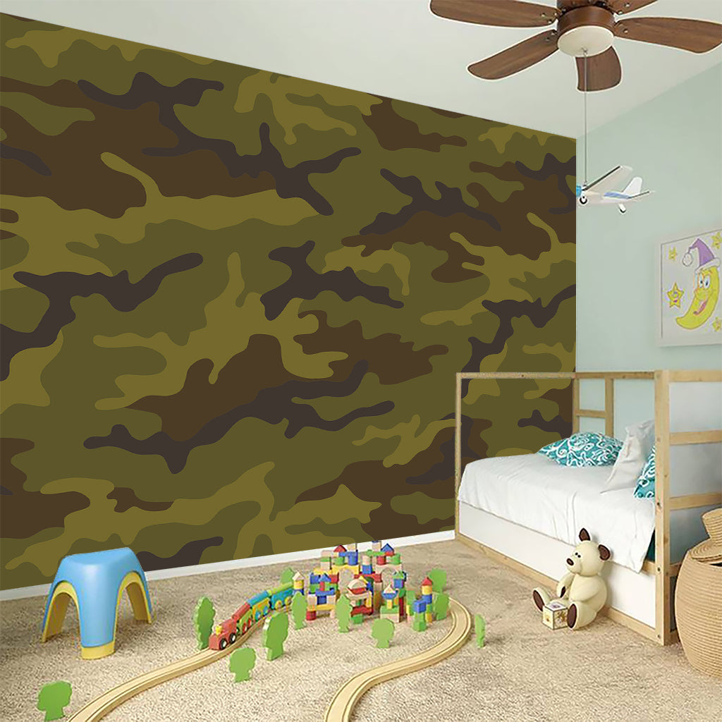 Brown Green Camouflage Print Wall Sticker