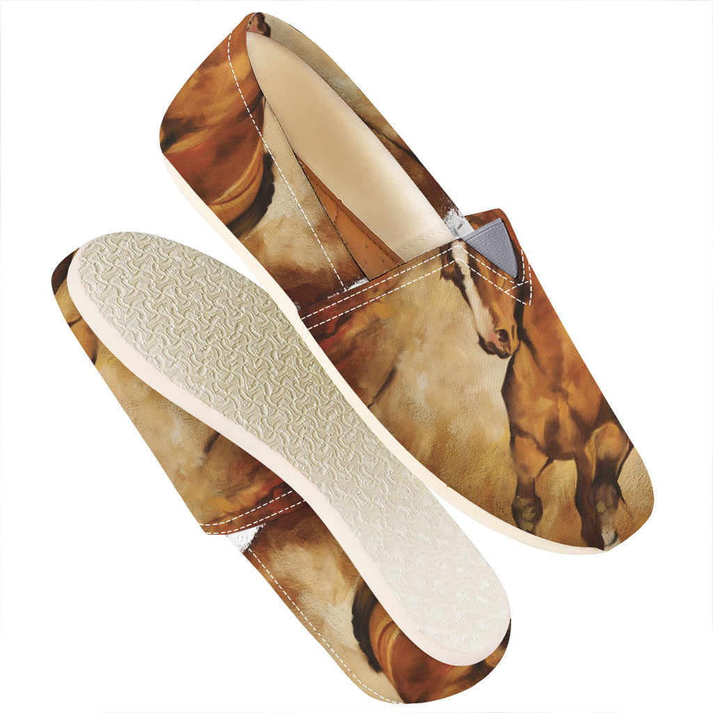 Brown Horse Painting Print Casual Shoes