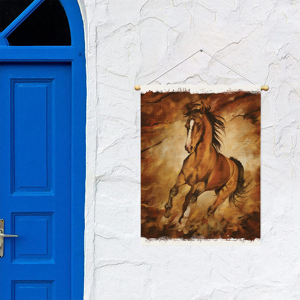 Brown Horse Painting Print Garden Flag