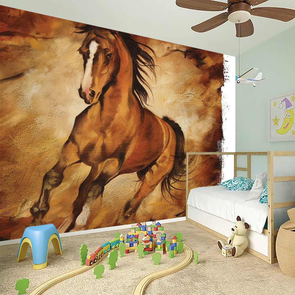 Brown Horse Painting Print Wall Sticker