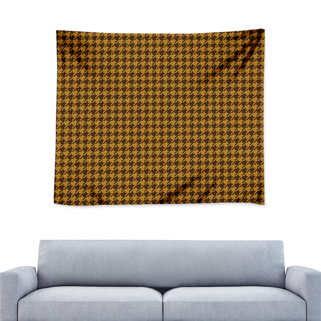 Brown Houndstooth Pattern Print Tapestry