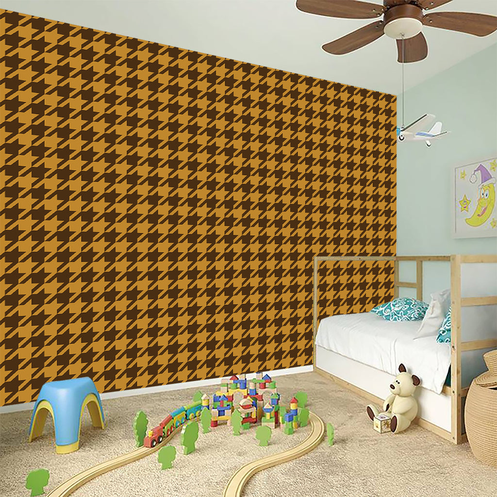 Brown Houndstooth Pattern Print Wall Sticker
