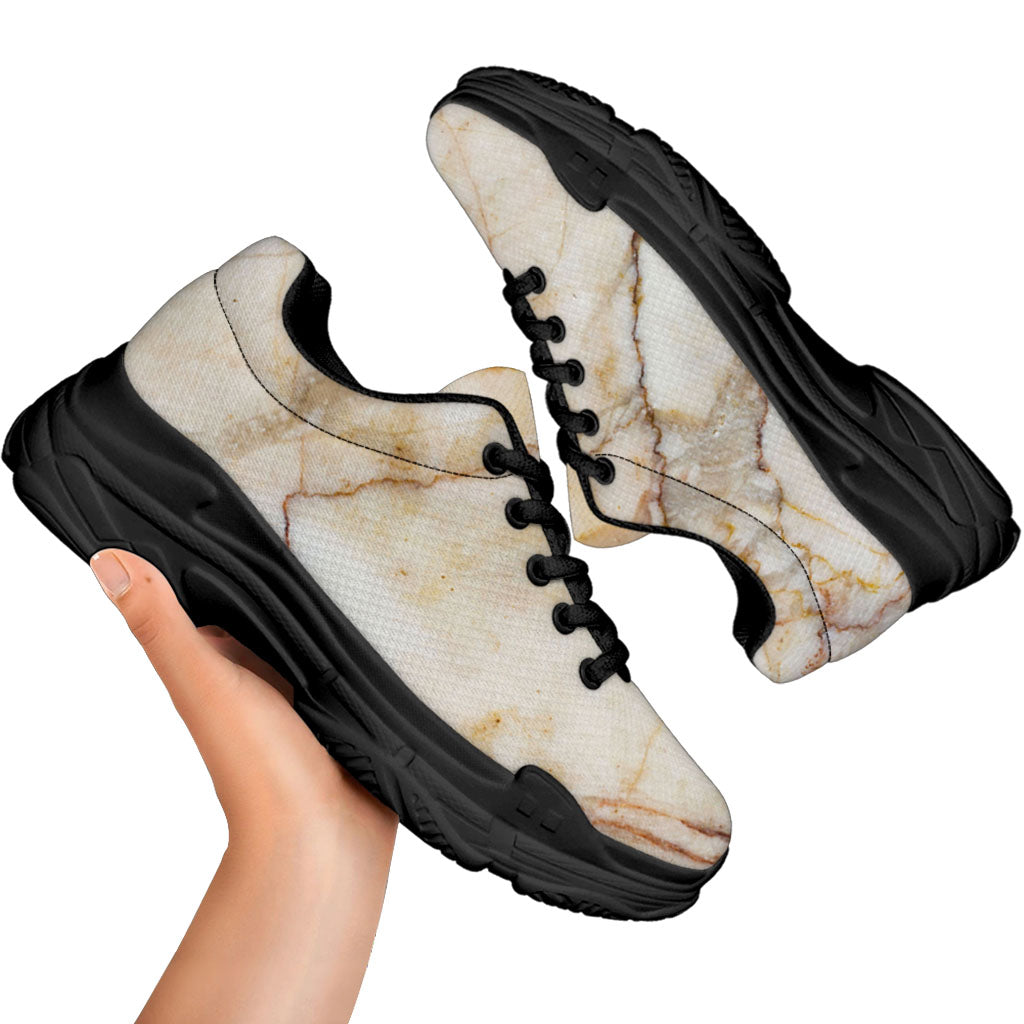 Brown Marble Print Black Chunky Shoes