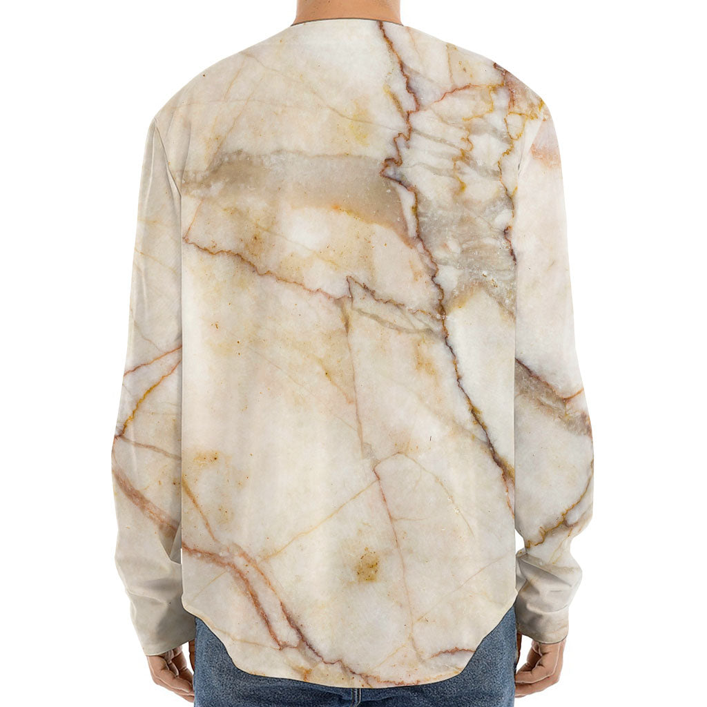 Brown Marble Print Long Sleeve Baseball Jersey