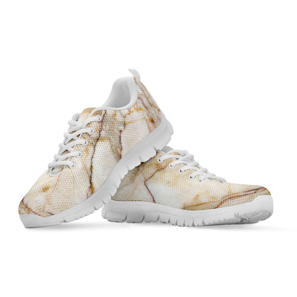 Brown Marble Print White Running Shoes