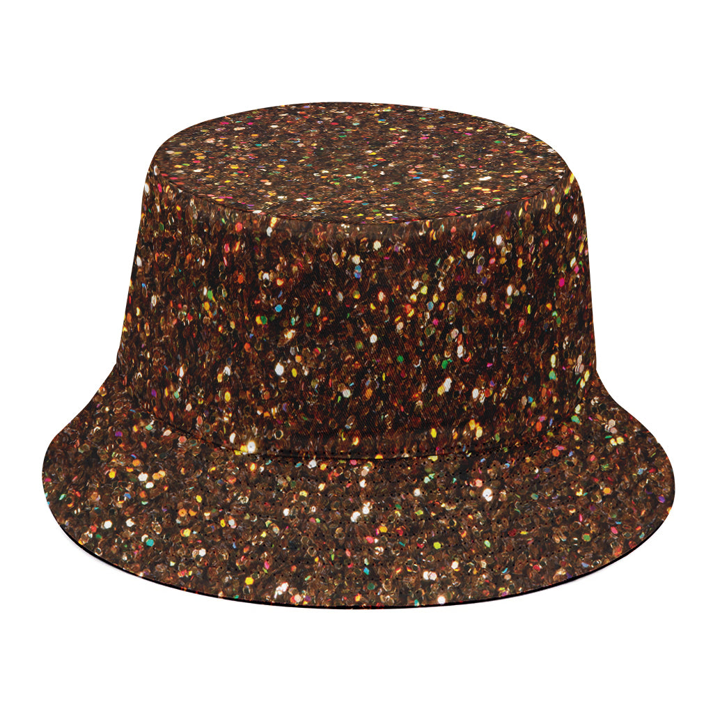 Brown (NOT Real) Glitter Print Bucket Hat