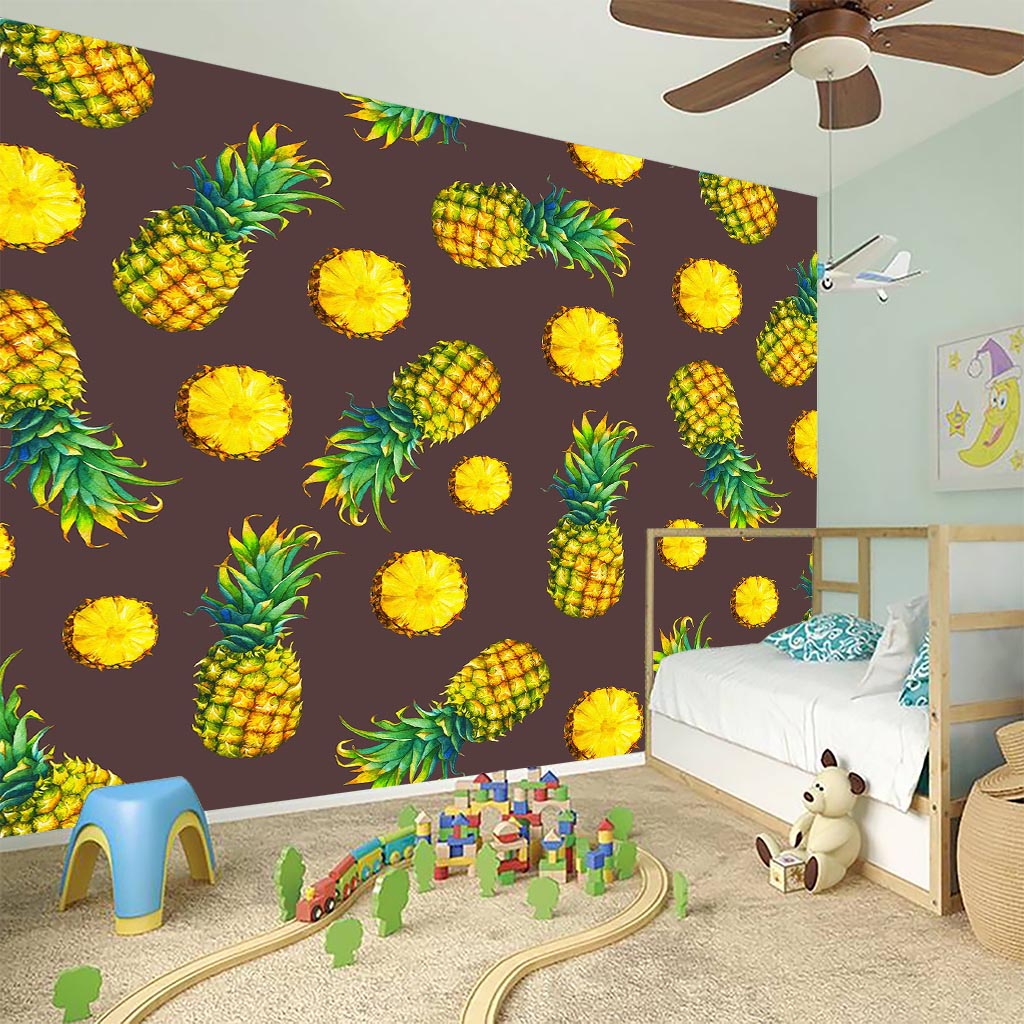 Brown Pineapple Pattern Print Wall Sticker