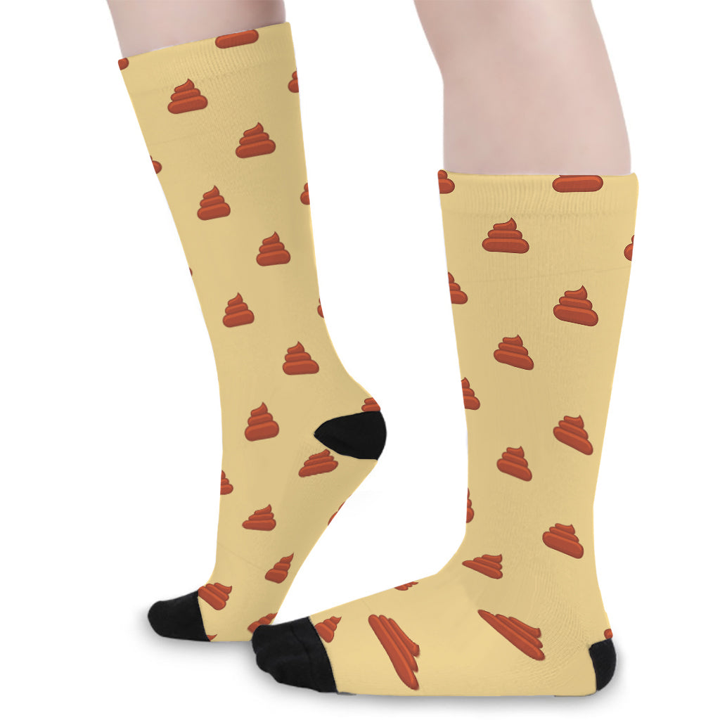 Brown Poop Pattern Print Long Socks