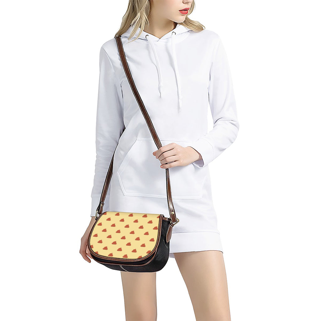 Brown Poop Pattern Print Saddle Bag