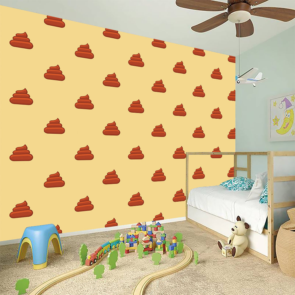 Brown Poop Pattern Print Wall Sticker