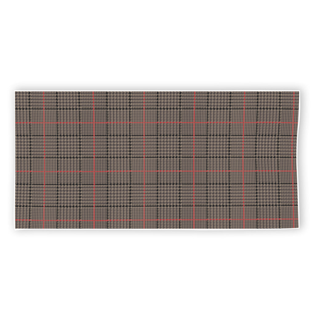 Brown Prince of Wales Check Print Beach Towel