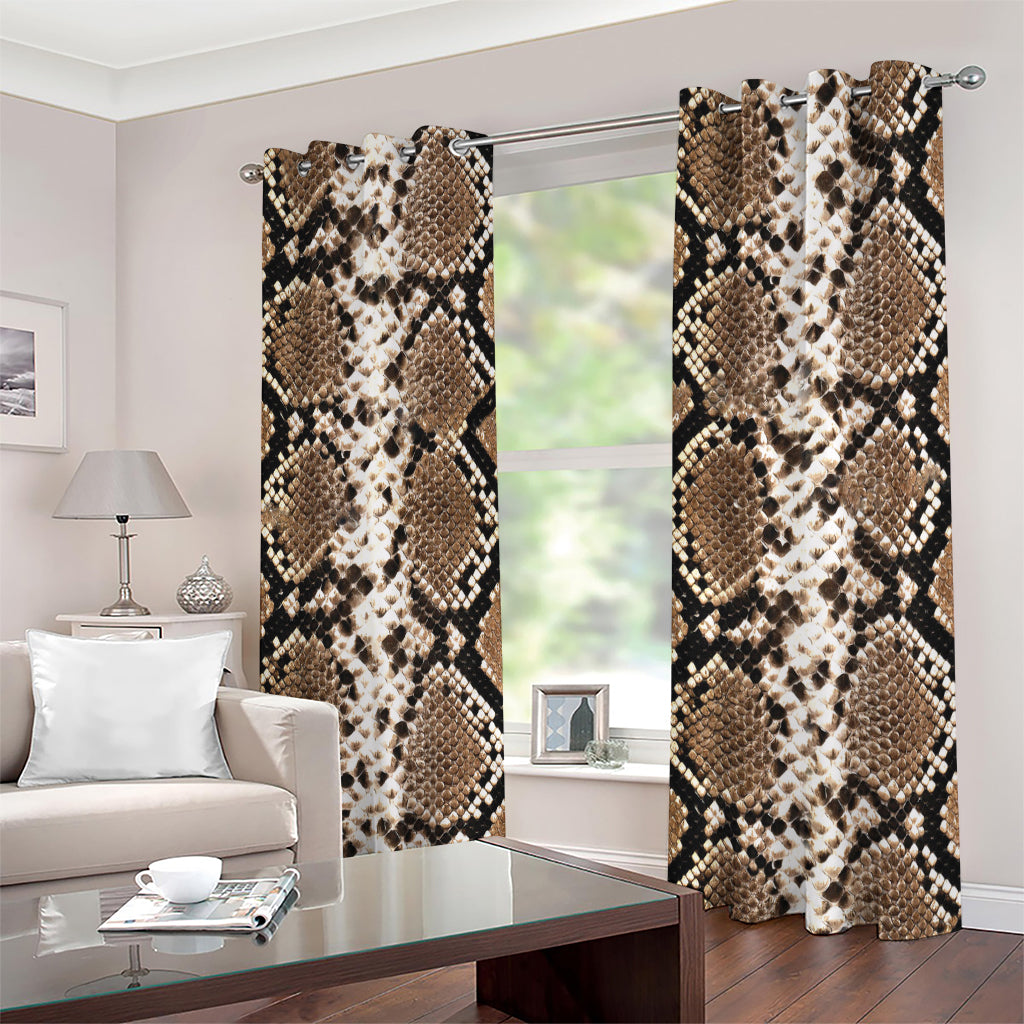 Brown Python Snakeskin Print Extra Wide Grommet Curtains