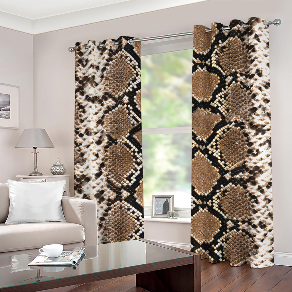Brown Python Snakeskin Print Grommet Curtains