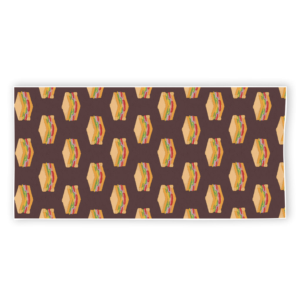 Brown Sandwiches Pattern Print Beach Towel