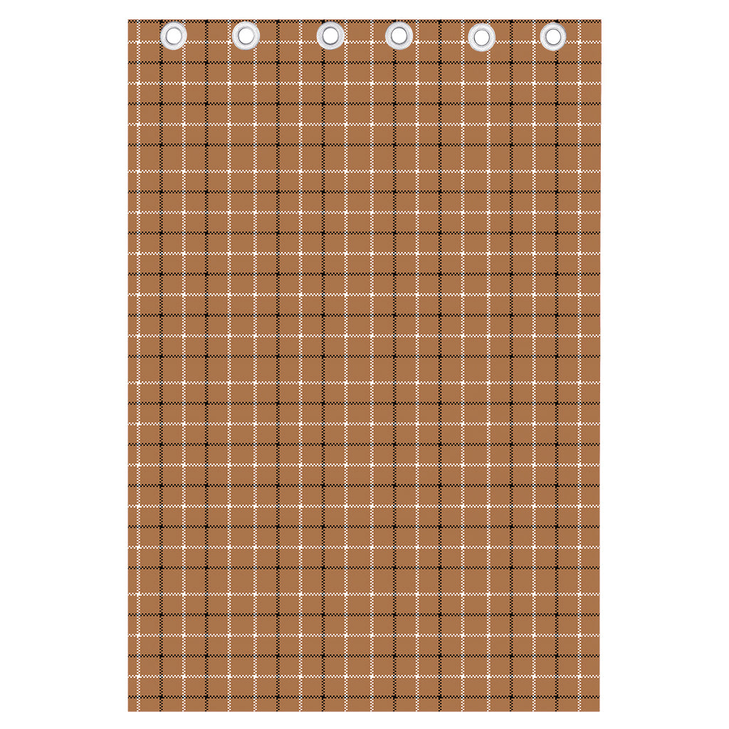 Brown Tattersall Pattern Print Curtain