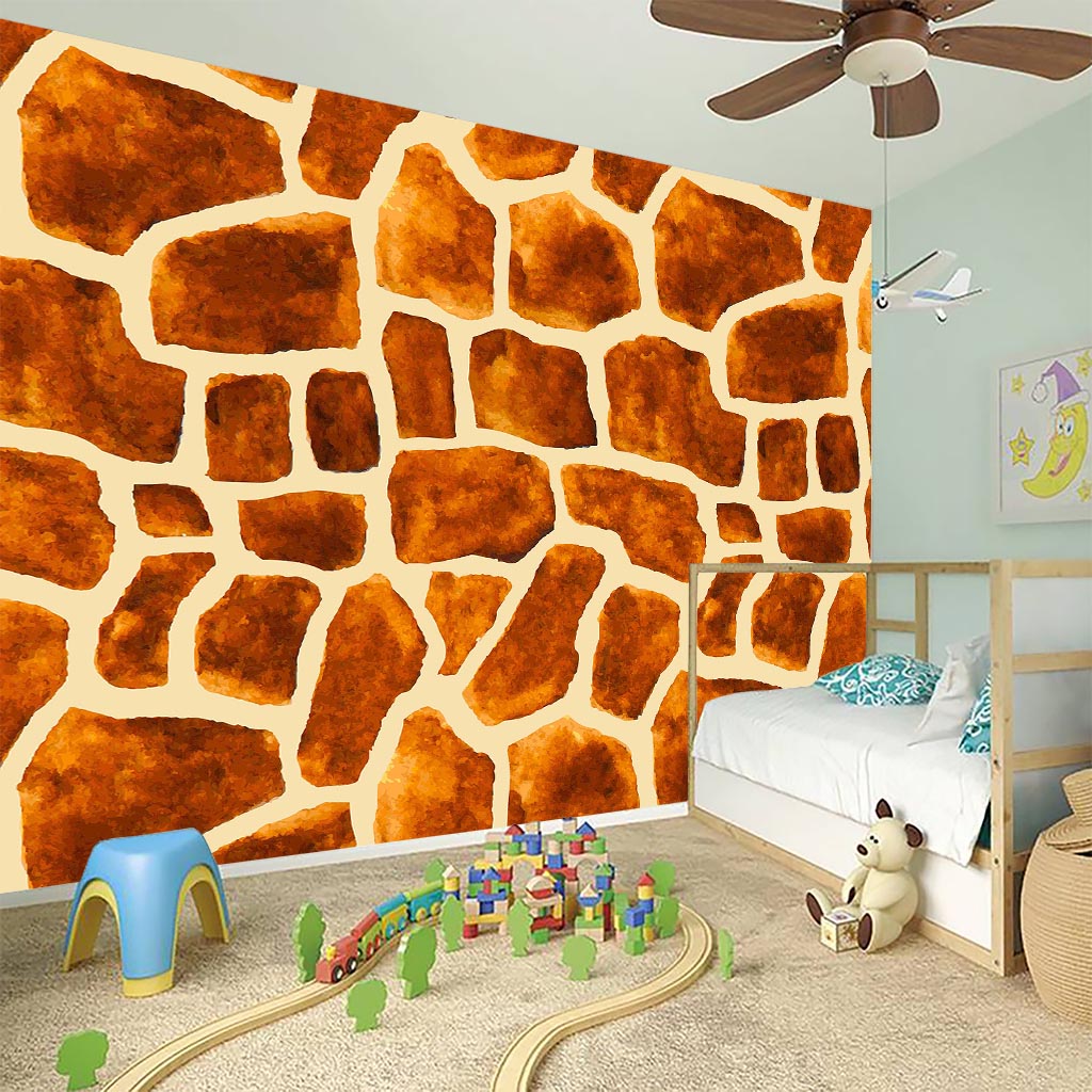 Brown Watercolor Giraffe Pattern Print Wall Sticker