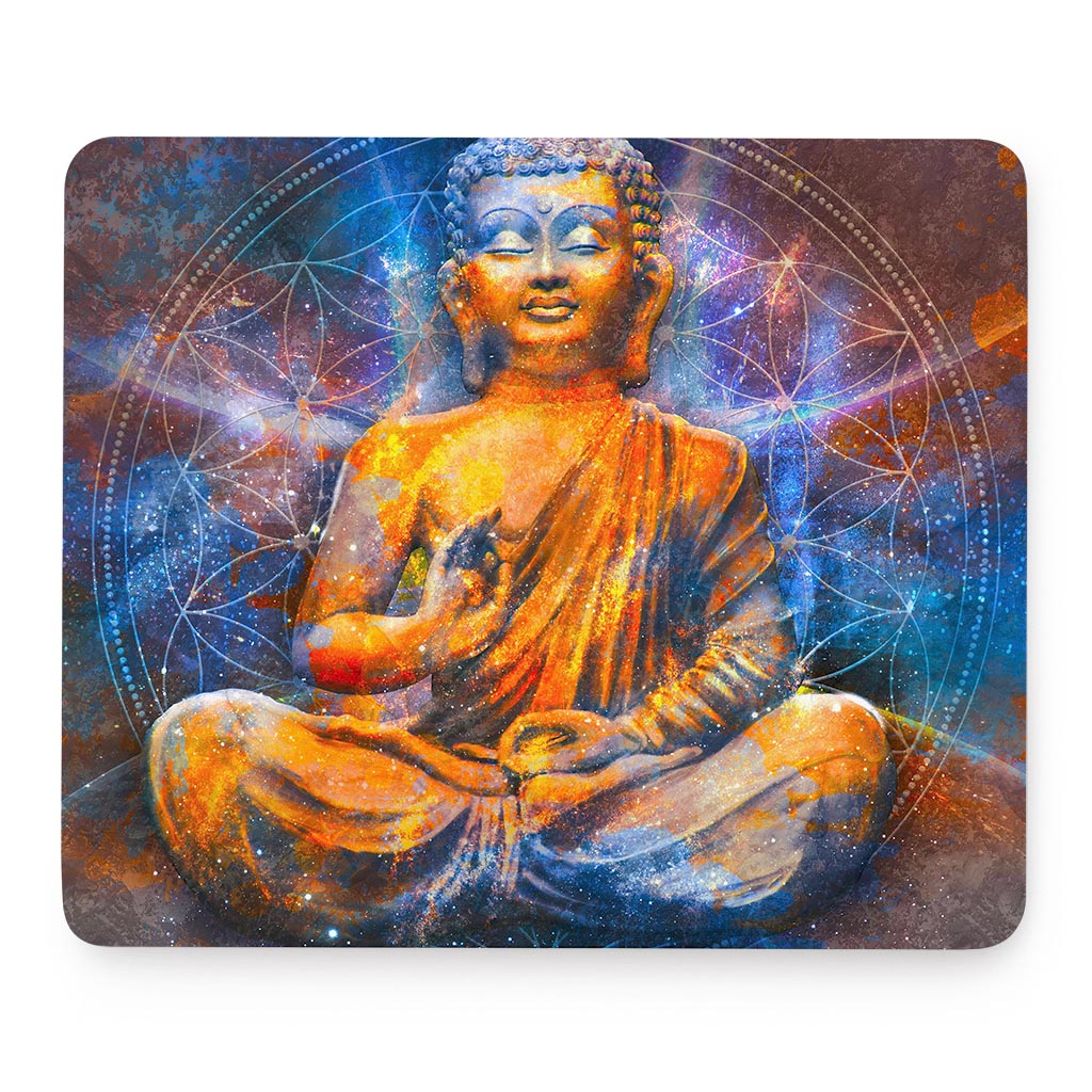 Buddha Statue Mandala Print Mouse Pad