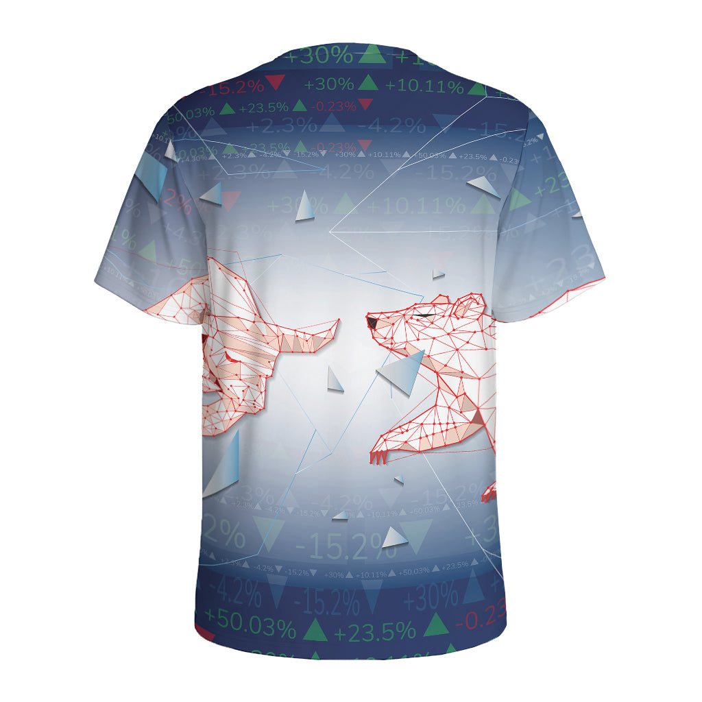 Bull And Bear Stock Market Print Men's Sports T-Shirt