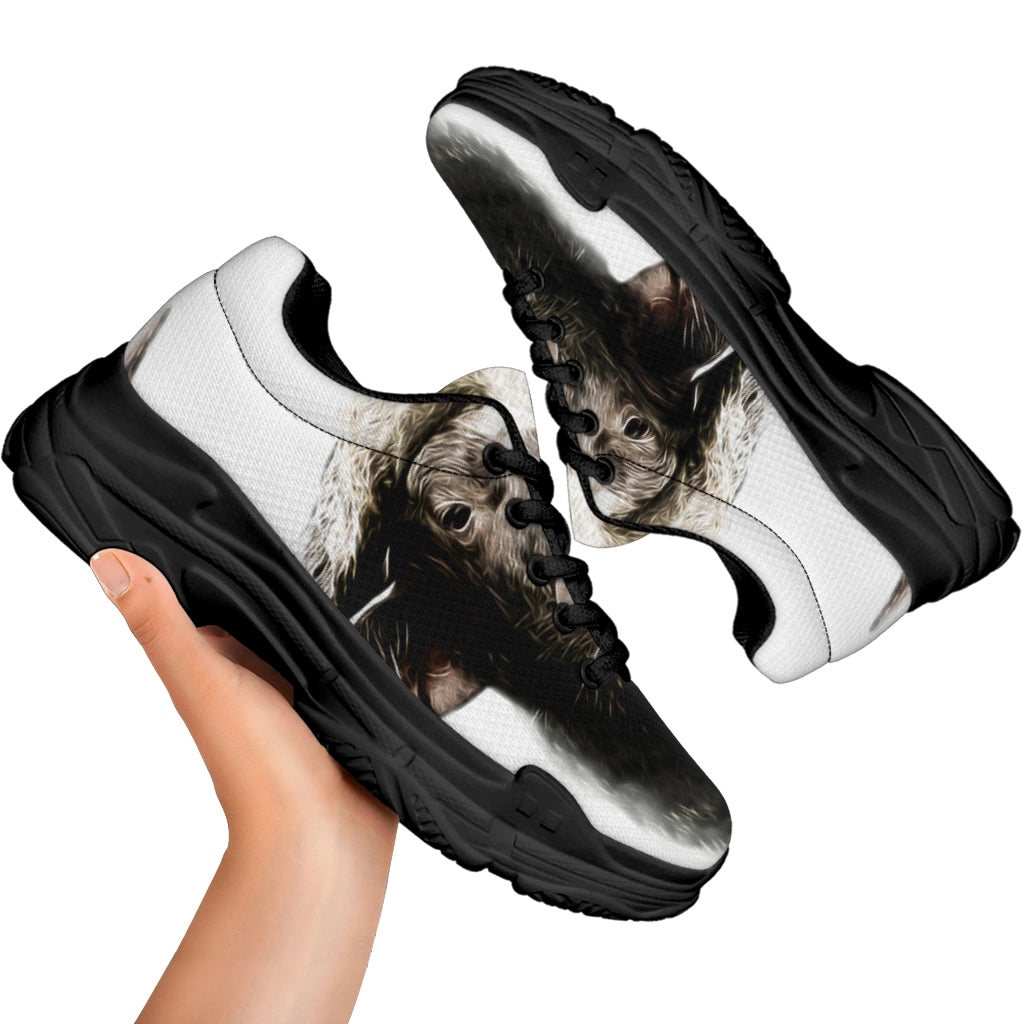 Bull Portrait Print Black Chunky Shoes