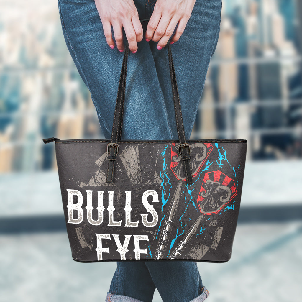 Bullseye Darts Print Leather Tote Bag