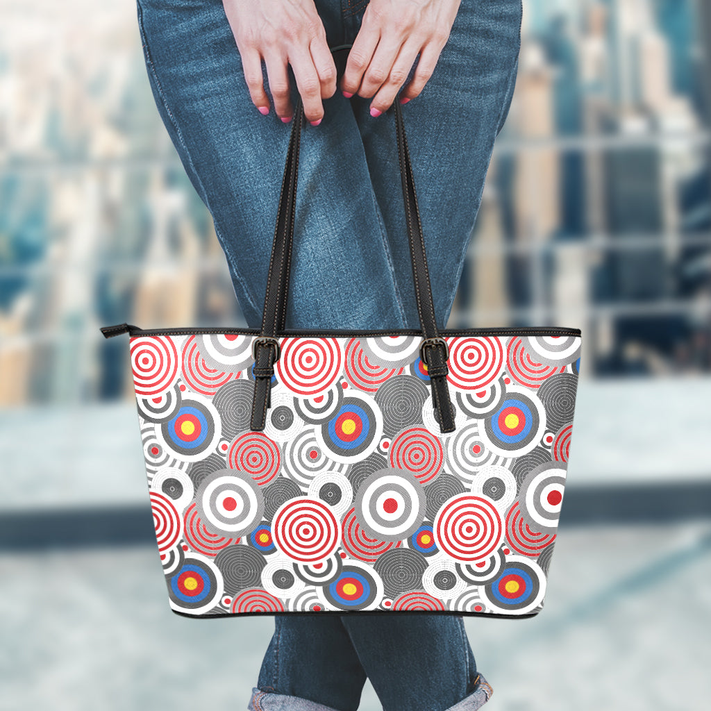 Bullseye Target Pattern Print Leather Tote Bag