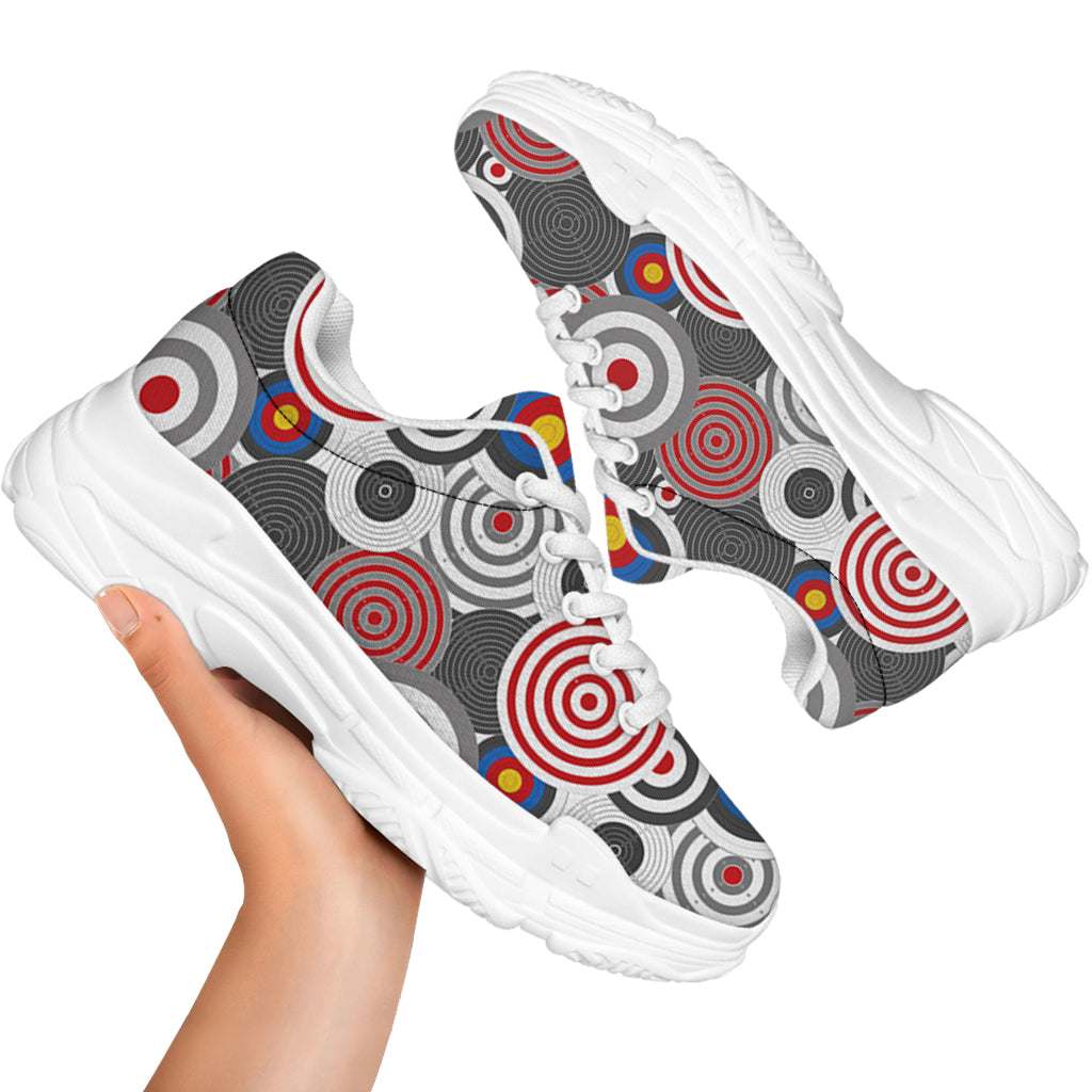 Bullseye Target Pattern Print White Chunky Shoes