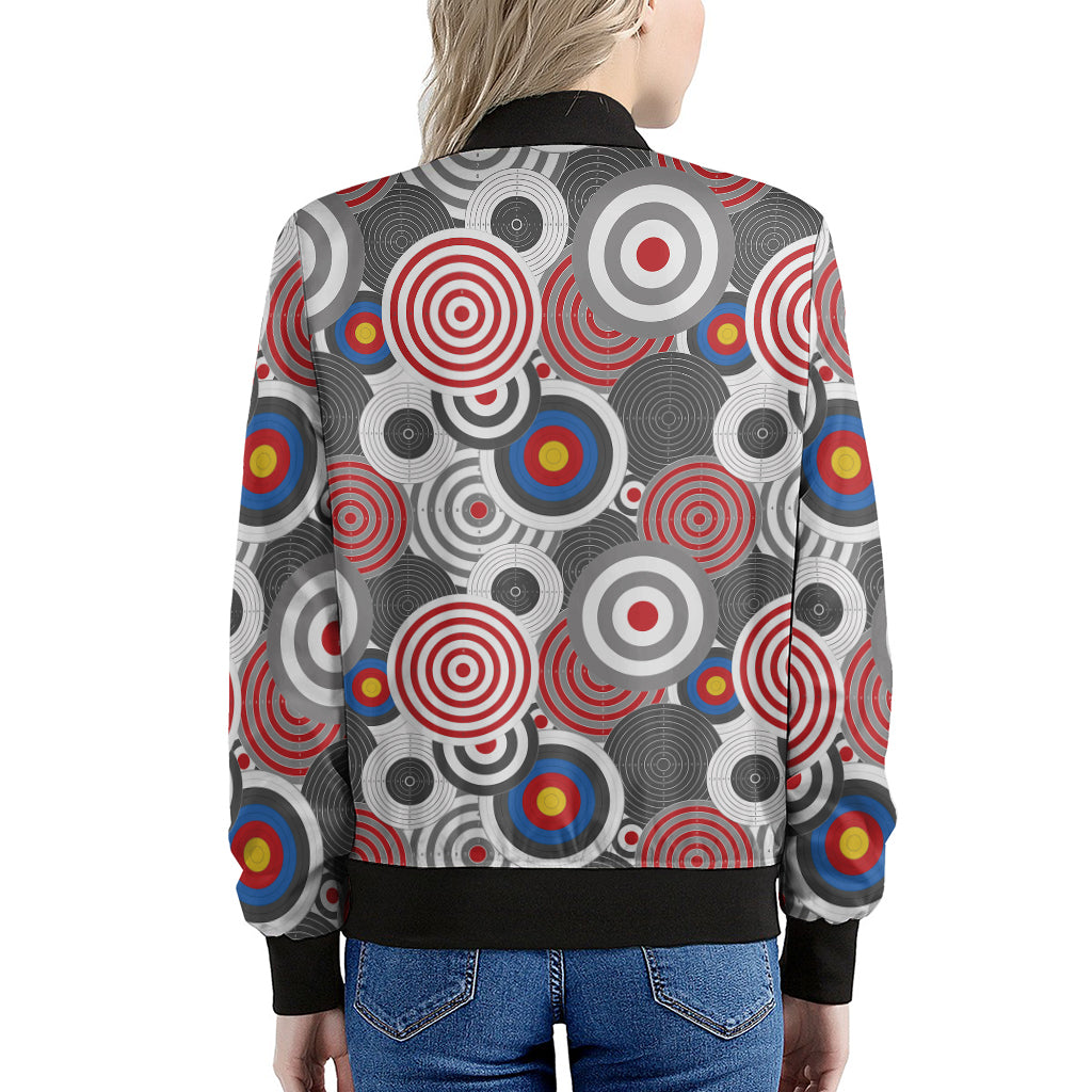 Bullseye Target Pattern Print Women's Bomber Jacket